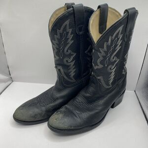 Dan Post Black Leather Cowboy Boots, Style DPC-2001 Youth Size 2